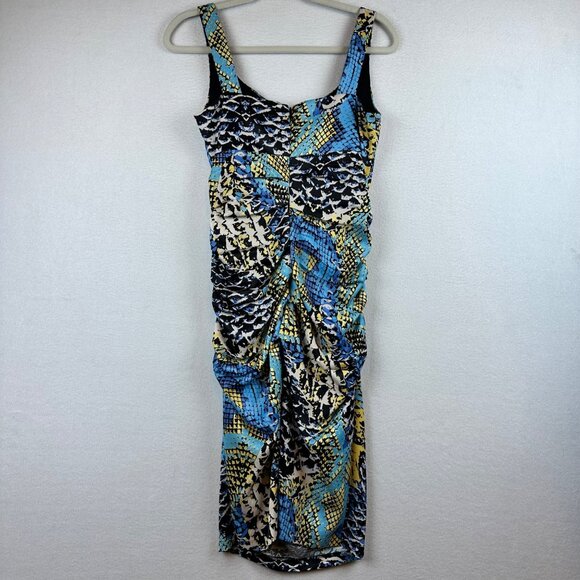 Signature by Sangria Animal Snake Print Dress Womens 4 Satin Cocktail Party Y2K - Picture 12 of 14